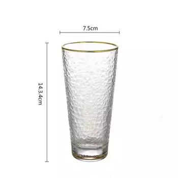 Набор из 4 шт. 340 мл Чашка для лимонного чая Вечеринка Бар Пивной бокал Креативный коктейльный бокал с золотым ободком Прозрачная посуда для напитков Кружки для сока, чая, молока 4pcs