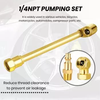 Набор из 4 шт. воздушного патрона с двойной головкой и закрытой шариковой шиной, воздушный патрон с резьбой 1/4 дюйма NPT, лента с штепсельной вилкой, адаптер для сверхмощного шинного патрона, манометр, компрессор Sets