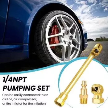 Набор из 4 шт. воздушного патрона с двойной головкой и закрытой шариковой шиной, воздушный патрон с резьбой 1/4 дюйма NPT, лента с штепсельной вилкой, адаптер для сверхмощного шинного патрона, манометр, компрессор Sets