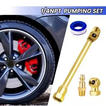 Набор из 4 шт. воздушного патрона с двойной головкой и закрытой шариковой шиной, воздушный патрон с резьбой 1/4 дюйма NPT, лента с штепсельной вилкой, адаптер для сверхмощного шинного патрона, манометр, компрессор Sets