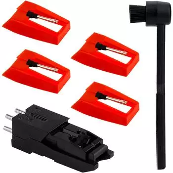 Набор из 4 штук сменных игл для алмазного стилуса со щеткой для чистки, игла для проигрывателя для проигрывателей