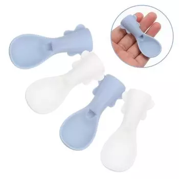 Набор из 4 силиконовых детских ложек, съемные ложки-насадки для пакетов с едой, ложки для кормления малышей, детская ложка, для новорожденных