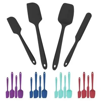 Набор из 4 силиконовых лопаток, термостойкая, для торта, крема, джема, масла, антипригарная, гибкая, для выпечки, приготовления пищи, кухонные принадлежности
