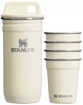 Набор из 4 стопок Stanley Adventure Nesting Shot, прочный металлический дорожный крем для кемпинга и переноски, 2 шт., очки, футляр, подарок, блеск, унция.