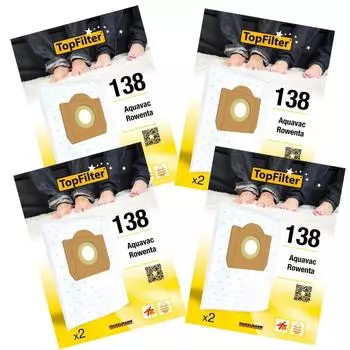 Набор из 4 упаковок по 2 мешка для пылесоса 64138 для промышленного TopFilter Premium Rowenta ref. 9996850