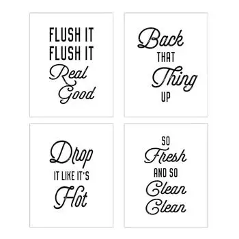 Набор из 4 забавных картинок на холсте, настенное искусство для ванной комнаты, декор стен, домашний декор, декор комнаты One Size