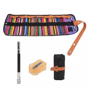 Набор из 50 цветных карандашей, насыщенные цвета, карандаши для рисования с точилкой-удлинителем и рулоном