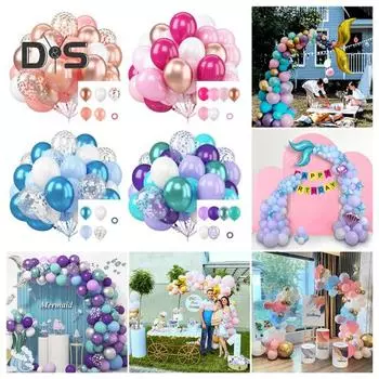 Набор из 50 латексных шаров, металлические шары-конфетти, легко собираемые праздничные шары с лентой для детей, дня рождения, детского праздника, свадьбы, принадлежности B