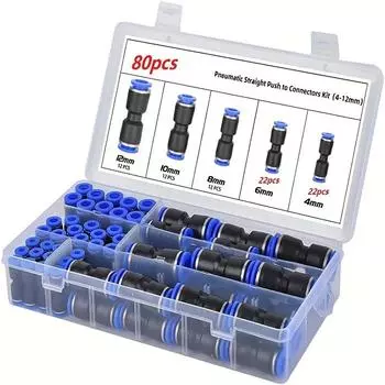 Набор из 50 шт. пневматических соединителей, быстроразъемный соединитель, трубка, шланг, 4/6/8/10/12, воздушные пневматические детали, соединитель, аксессуары
