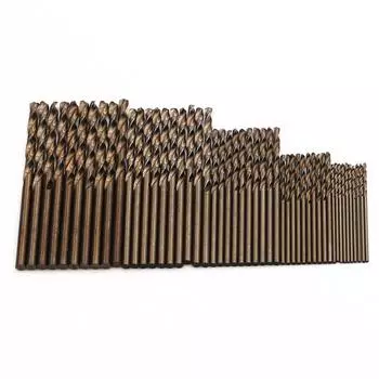 Набор из 50 шт. сверл M35 из обожженного желтого кобальта с полной шлифовкой 1 мм-3 мм со стальной пластиной Round