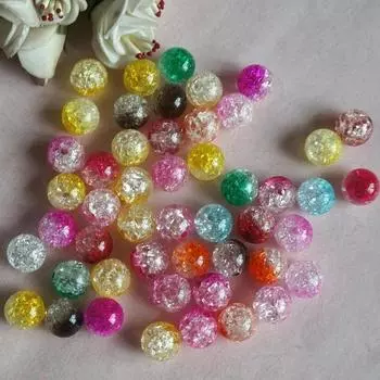 Набор из 50 штук, двухцветные круглые бусины с краклем, подходят для женского браслета, ожерелья, ювелирных изделий разноцветный