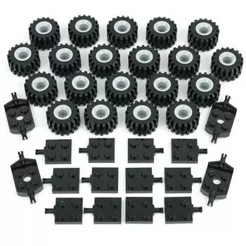 Набор из 56 деталей: колеса, шины и оси, базовые классические строительные блоки, игрушки, детали колес для машин и грузовиков