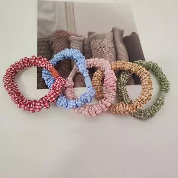 Набор из 5 эластичных резинок для волос в клетку с вишней и клубникой для женщин, девочек и детей, резинки для волос, корейские аксессуары для волос, резинка-скранчи