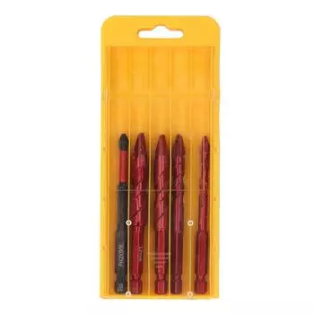 Набор из 5 эксцентриковых сверл 6, 8, 10, 12 мм, шестигранный хвостовик 1/4 дюйма, эксцентриковые спиральные сверла с косой головкой