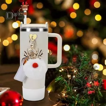 Набор из 5 аксессуаров для чашек объемом 40 унций, силиконовая крышка для соломинки, держатель для помады, рождественские подвески, универсальный многофункциональный декоративный набор Elk 1