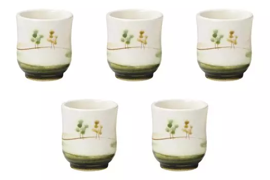 Набор из 5 больших пейзажных чайных чашек Кохики x см Керамика Сетомонохонпо [7.5 8.8 (230 куб.см)] Чашки, (Фаянсовая посуда)