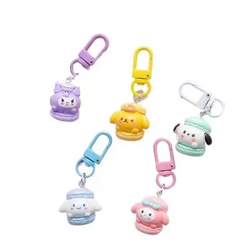 Набор из 5 брелок-подвеска Sanrio Kuromi Melody Cinnamoroll Pochacco Pompompurin из ПВХ с изображением персонажей аниме, милых товаров, реквизита