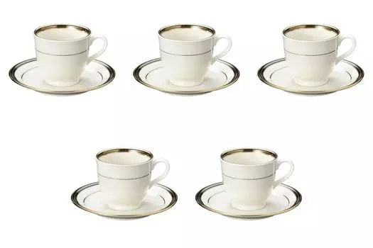 Набор из 5 чашек Emperor Black American x 220 см с блюдцем New Bon Setomonohonpo C/S [8,8 7,5 куб. см] & чёрный