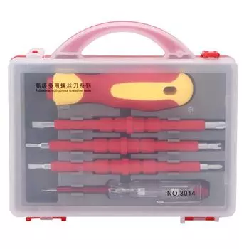 Набор из 5 изолированных отверток, многофункциональный набор отверток для ремонта электрика(электрик