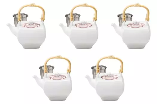 Набор из 5 красных квадратных глиняных чайников корзина Глиняный чайный сервиз Сетомонохонпо Кома-судзи (с ситечком) [141110,3 см (550cc)]