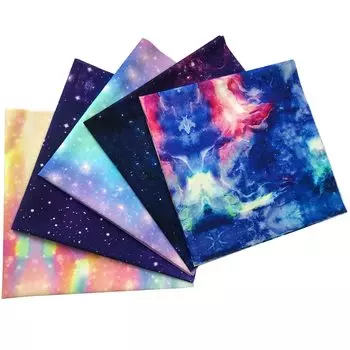 Набор из 5 лоскутных тканей с принтом звездного неба, хлопчатобумажная ткань, отрезная ткань, симпатичная рваная сумка на удачу, набор тканей для рукоделия 50X50 см 100%