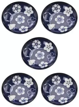 Набор из 5 маленьких тарелок Mino ware чидори в виде сливы 145064(5)