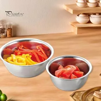 Набор из 5 мисок для смешивания из нержавеющей стали, пищевой, без содержания бисфенола А, полированная поверхность, утолщенная, многофункциональная, большая суповая миска 1 Set