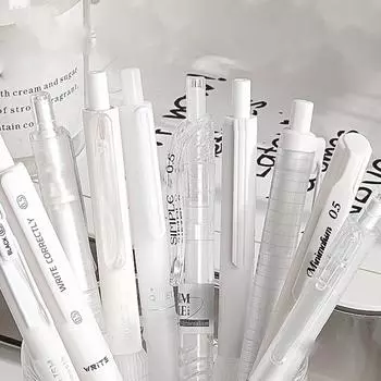 Набор из 5 модных гелевых ручек, однотонные милые быстросохнущие нейтральные ручки, прекрасные канцелярские принадлежности для школьников и студентов белый