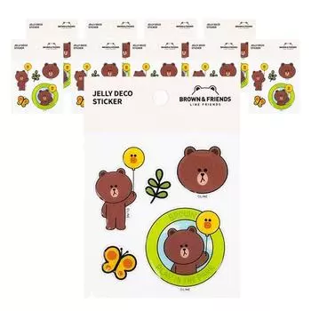 Набор из 5 наклеек Line Friends Jelly Deco, коричневый, 10 комплектов