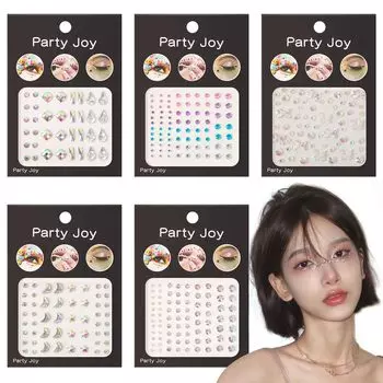 Набор из 5 наклеек со стразами Neiang, 3D-наклейки со светящимися стразами, декоративные наклейки с кристаллами, декоративные детали для лица, мобильный телефон