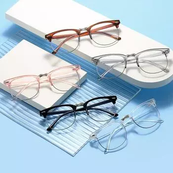 Набор из 5 новых белых простых очков в черной оправе для мужчин, плоских зеркальных очков для женщин, модных очков с большой оправой.