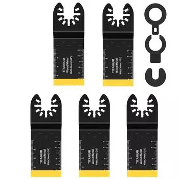 Набор из 5 осциллирующих пильных полотен, титановое биметаллическое осциллирующее многофункциональное полотно, универсальное осциллирующее полотно для инструмента по дереву и металлу