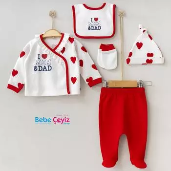 Набор из 5 пакетов из натурального хлопка для девочек I Mum Dod для новорожденных, выписанный из больницы