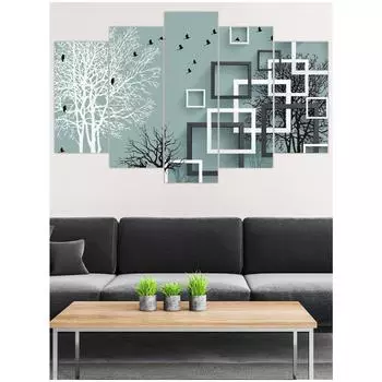 Набор из 5 предметов, геометрическое абстрактное украшение для стен, картина на холсте, украшение для семейной гостиной Medium Size Unframed Canvas