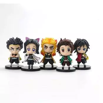 Набор из 5 предметов, нежный истребитель демонов Танджиро Кочоу Синобу Гиюу Кёдзюро Кёмей, 7 см, фигурки героев