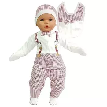 Набор из 5 розеток для новорожденных с плюшевым мишкой и галстуком-бабочкой - красный