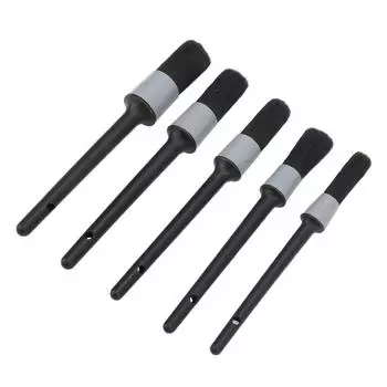 Набор из 5 щеток для автодетализации для чистки салона, экстерьера, двигателя, выхлопной трубы, кожаного сиденья, черного цвета темно серый