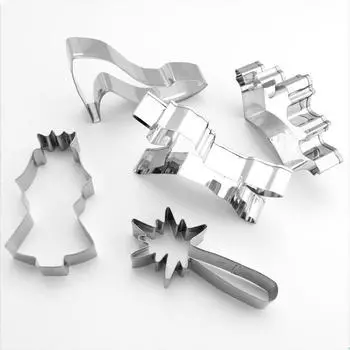 Набор из 5 шт. формочек для печенья «Принцесса своими руками», палочка/туфелька/платье/корона/лошадь, металлические инструменты для печенья, формочки для помадки 021