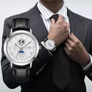 Набор из 5 шт. Новые мужские кварцевые часы, модные, простые, легкие, роскошные кварцевые часы, оригинальные тибетские браслеты, коробка для даты, недели