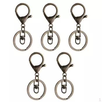 Набор из 5 шт. застежек-лобстеров с разрезными кольцами, аксессуары для изготовления ювелирных изделий, бронза «сделай сам», 65 мм