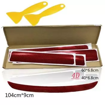Набор из 5 штук 4D Накладки на педали дверей автомобиля Задний бампер Накладка на кромку багажника Защитные наклейки из углеволокна Декаль против царапин Стайлинг автомобиля Универсальный-Красный