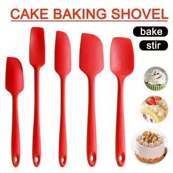 Набор из 5 силиконовых шпателей, антипригарных, термостойких, для приготовления пищи, выпечки, смешивания, инструментов для выпечки красный