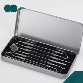 Набор из 5 стоматологических инструментов, зеркало для полости рта, пинцет, зонд, стоматологический набор инструментов, зубочистка, инструмент для подготовки зубов, инструмент для чистки зубов чёрный