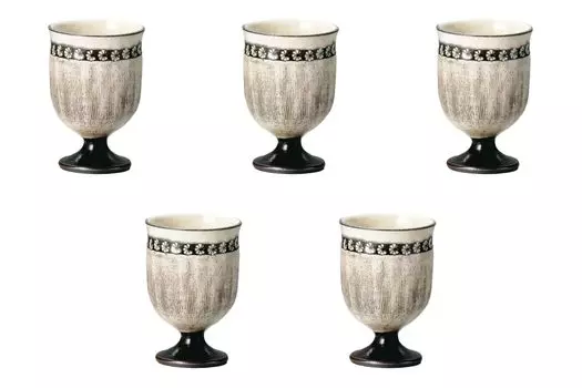 Набор из 5 винных чаш Мисима x см Пивная керамика Сэтомонохонпо [8 11,5 (250 куб.см)] чашки, (глиняная посуда)