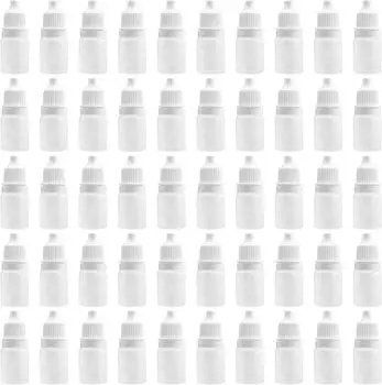 Набор из 60 пустых флаконов-капельниц по 5 мл, многоразовых и портативных флаконов для жидкостей со съемной крышкой для лабораторной жидкости для глазных капель 60 Pieces