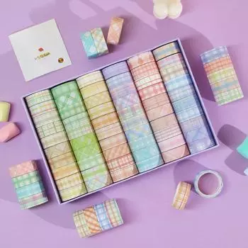 Набор из 60 роллов: Японские бумажные ленты для блокнотов - серия Small Fresh Checkered Salt для начинающих мастеров своими руками