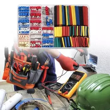 Набор из 678 инструментов для обжима с термоусадочными трубками и различными клеммами холодного прессования для электрических клемм для проектов по электропроводке