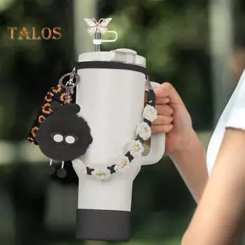 Набор из 6 аксессуаров для чашек, подвеска для чашки, силиконовые сапоги для чашек, ручные ремни, многоразовые силиконовые чехлы для соломинок для стаканов, домашнего бара, кухни, путешествий розовый