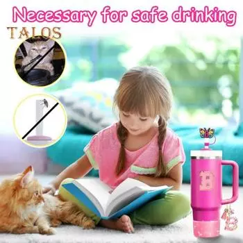 Набор из 6 аксессуаров для стакана, наклейки с буквами, бабочка, соломенная крышка, чехол для чашки, многоразовые, легко моющиеся декоративные аксессуары для стакана Stanley B