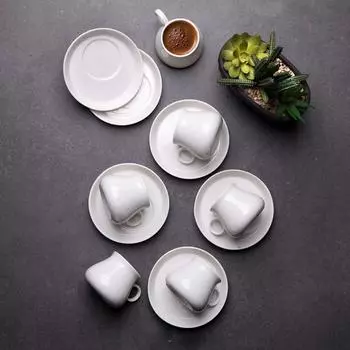 Набор из 6 белых кофейных чашек